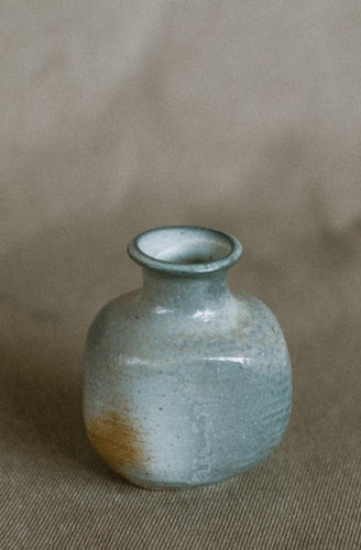 Bud vase - anagama fired carbon trapped white stoneware