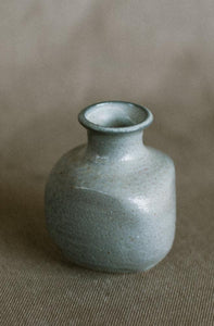 Bud vase - anagama fired carbon trapped white stoneware