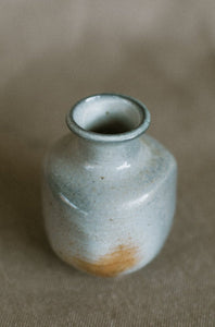 Bud vase - anagama fired carbon trapped white stoneware