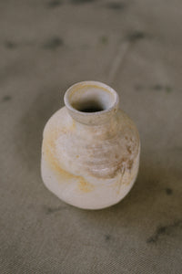 White stoneware anagama fired ash bud vase