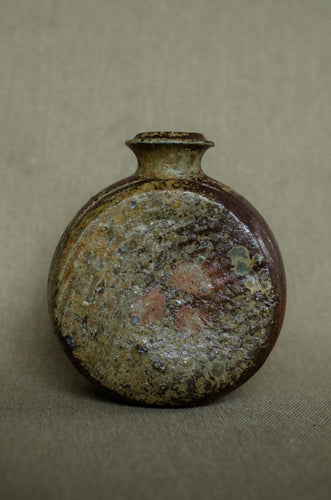 Bottle vase woodfired iron stoneware