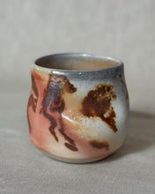 Load image into Gallery viewer, Small ceramic cup with marbled clay on a linen background