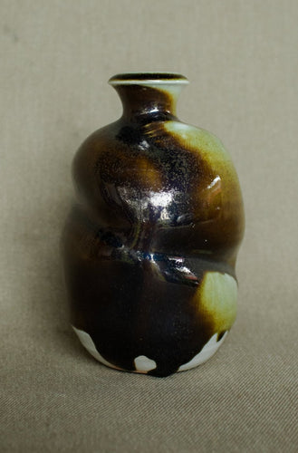 Tenmoku glaze vase white stoneware soda kiln