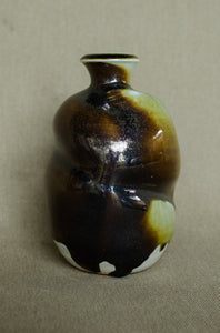 Tenmoku glaze vase white stoneware soda kiln