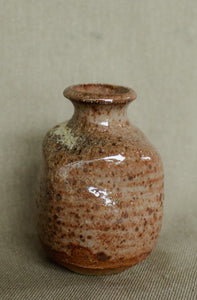shino wood fired bud vase noborigama